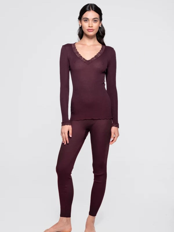 Wool and Silk Long Sleeves shirt with Lace