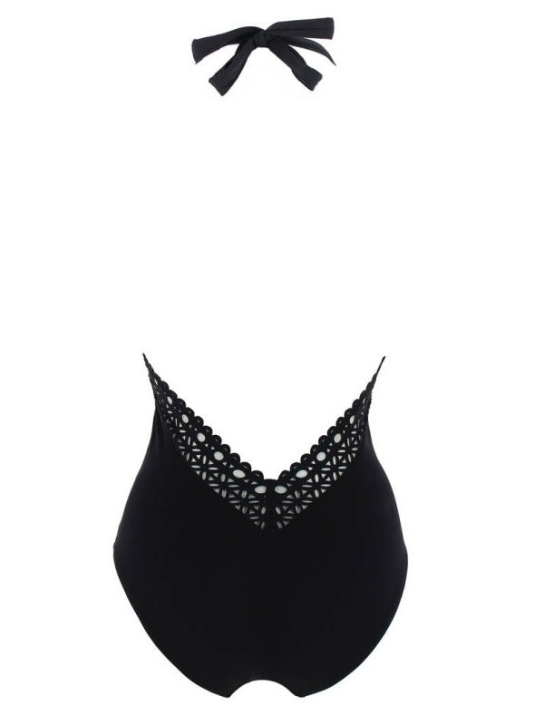 Plunging Back Halter Swimsuit