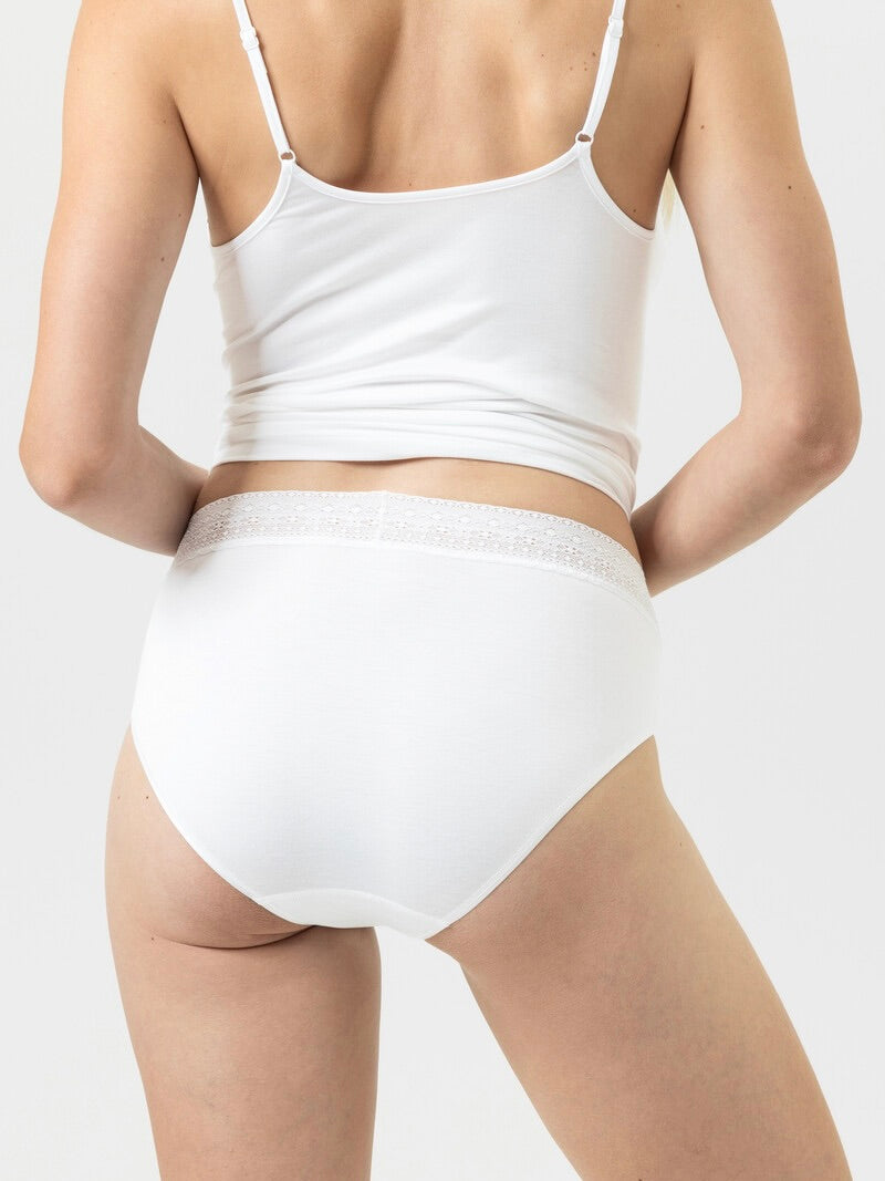 Modal Lace Waist Pants White