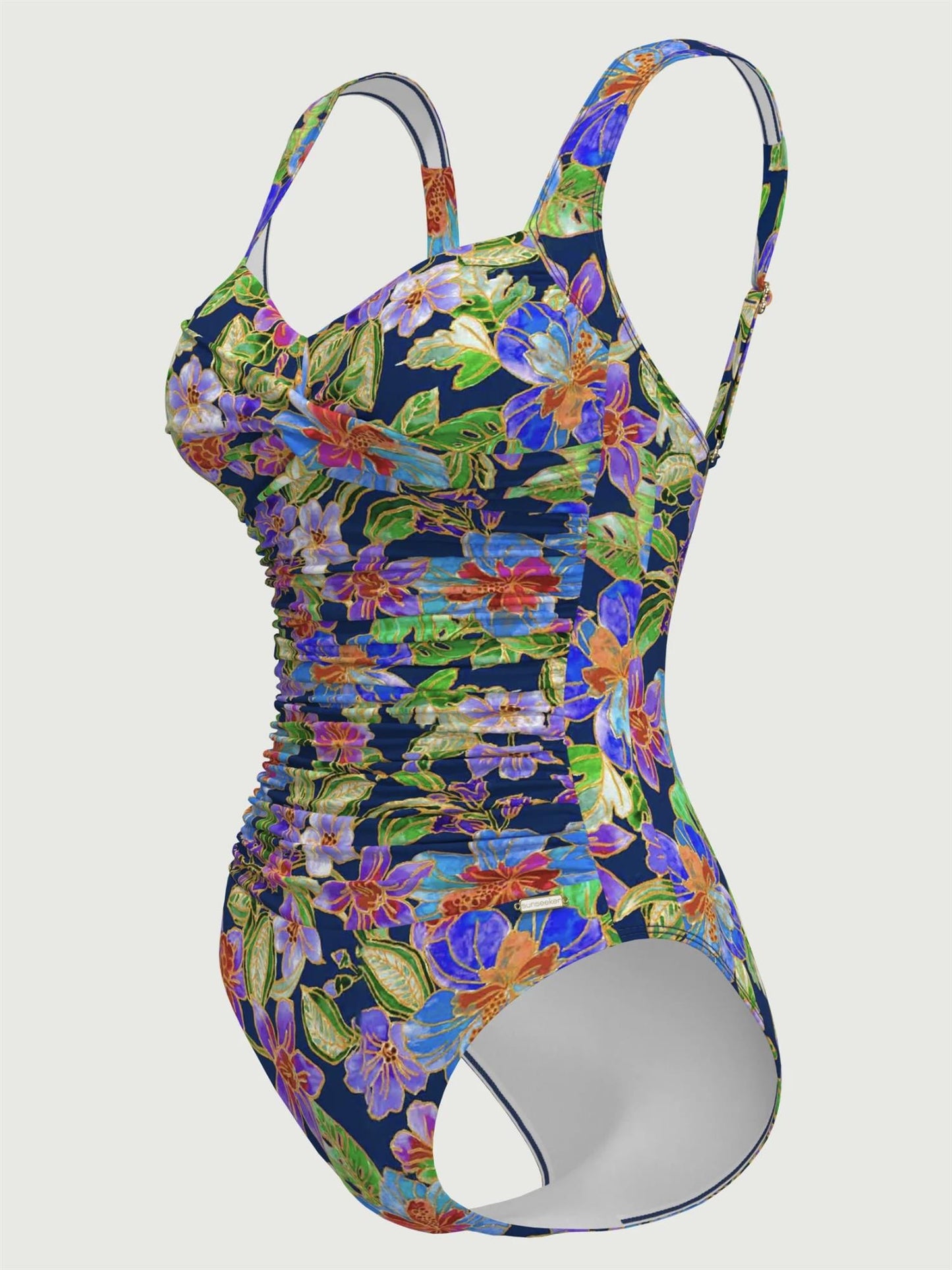 Tropical Island Ruched Onepiece Navy