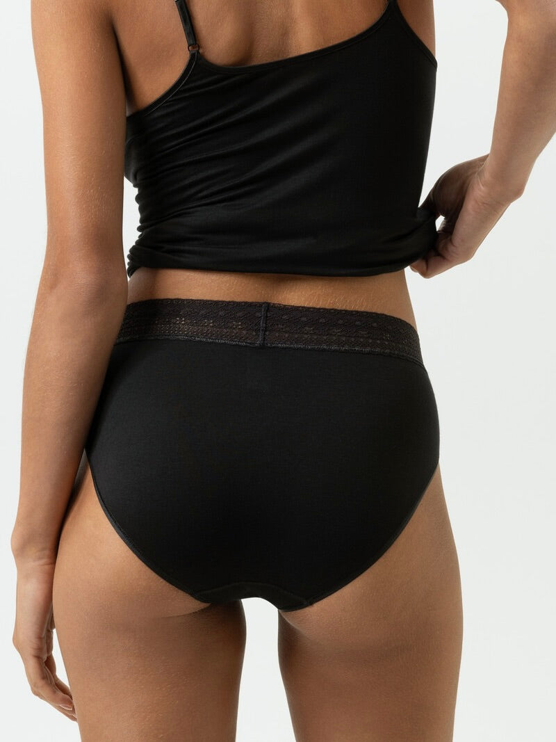 Modal Lace Waist Pants Black