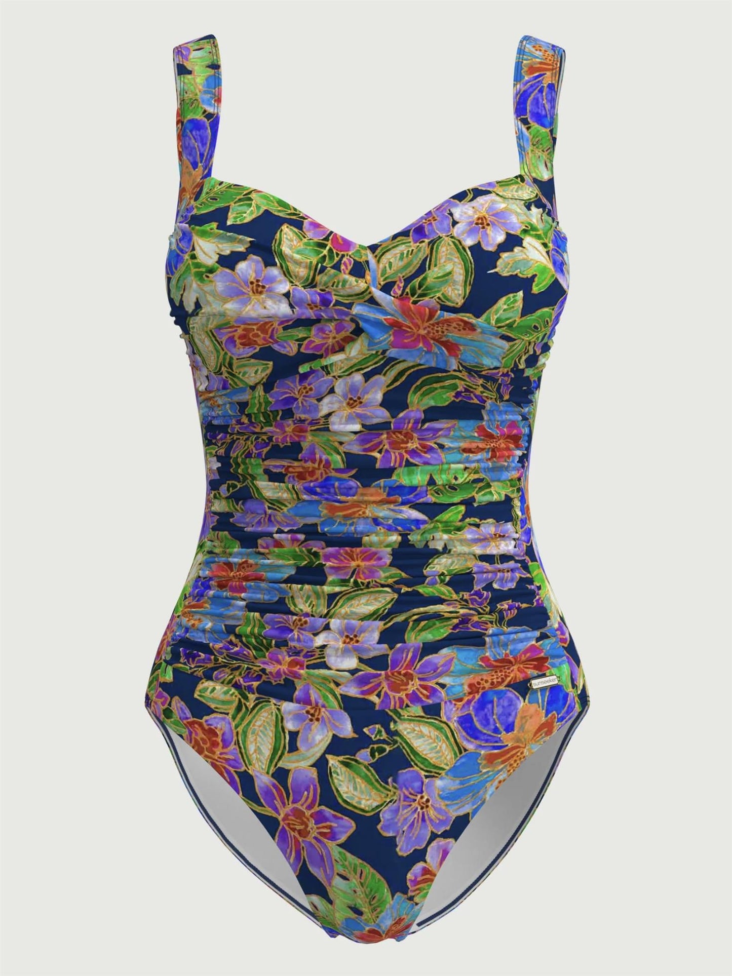 Tropical Island Ruched Onepiece Navy