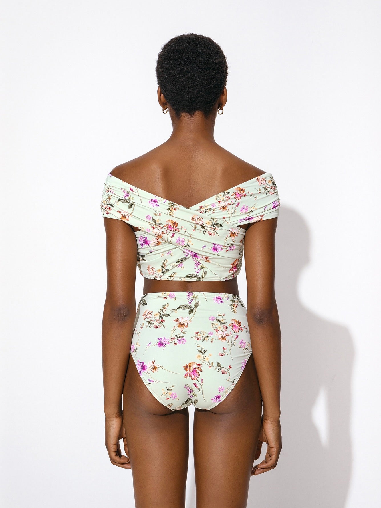 Ivy Printed Criss-Cross Bikini Top Soft Floral