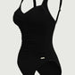 Solid Ruched Front Onepiece Black