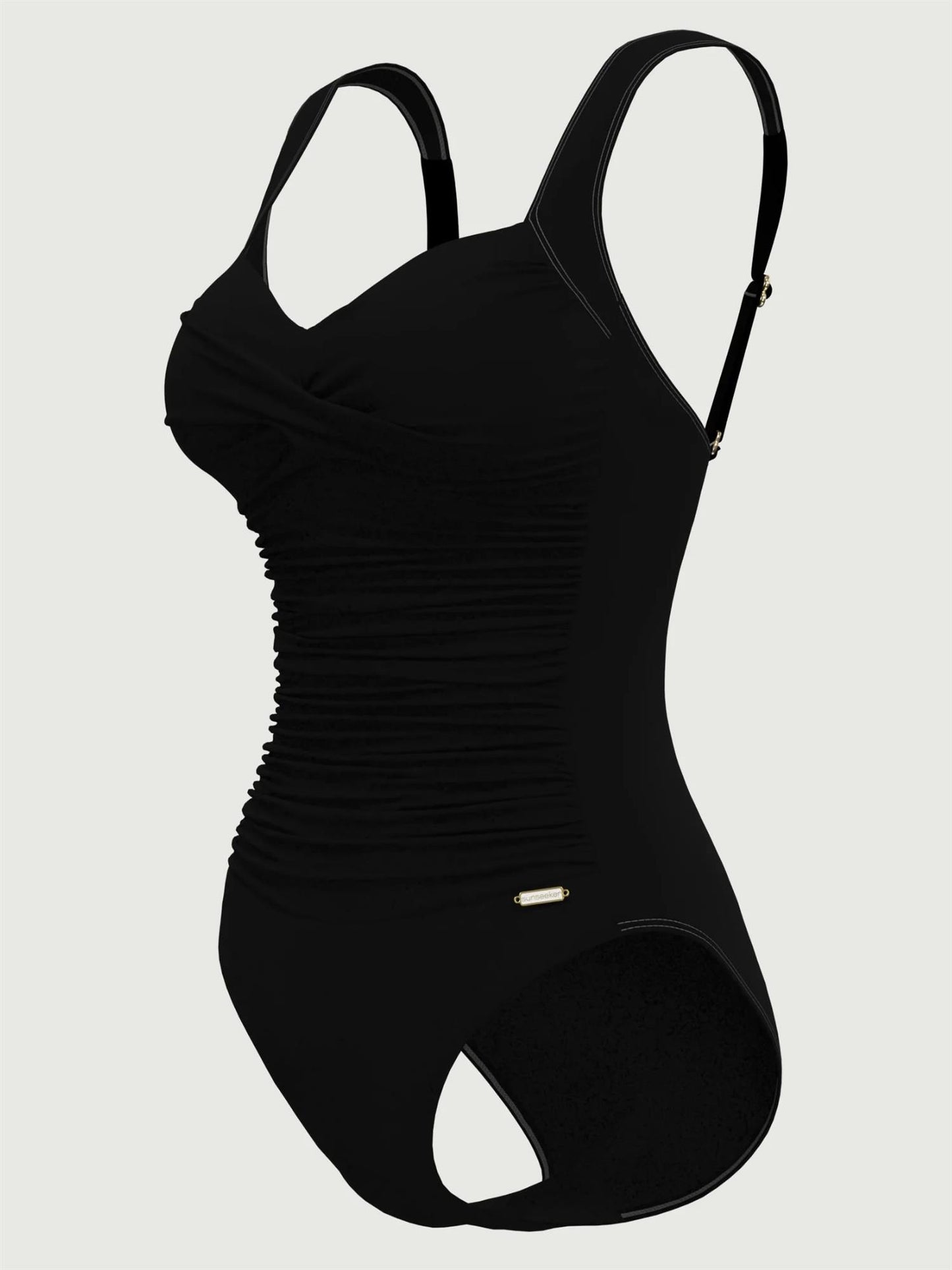 Solid Ruched Front Onepiece Black