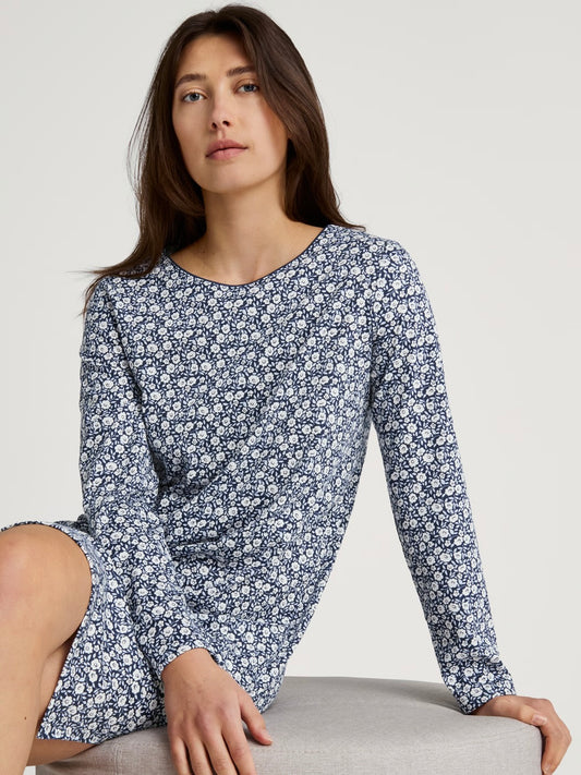 Long Sleeve Night Dress Peacoat Blue