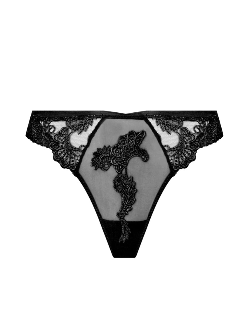 Dressing Floral Thong Black