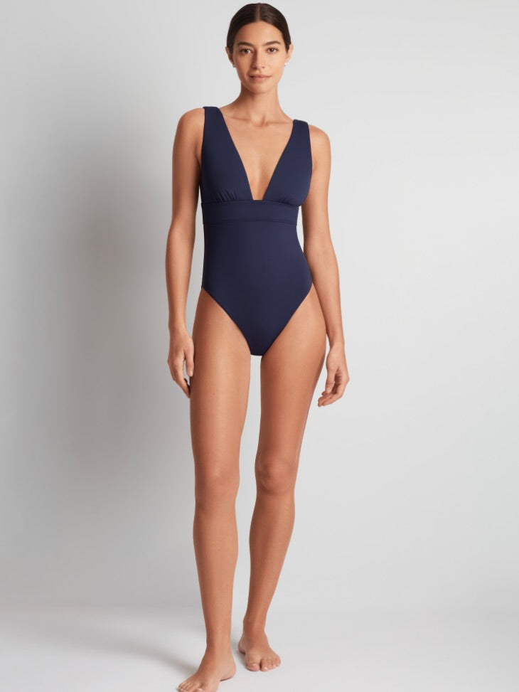 Bel Air Modern V-Neck Swimsuit Dark Navy