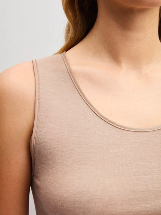 True Confidence Wool-Silk Tank Top Desert Brown