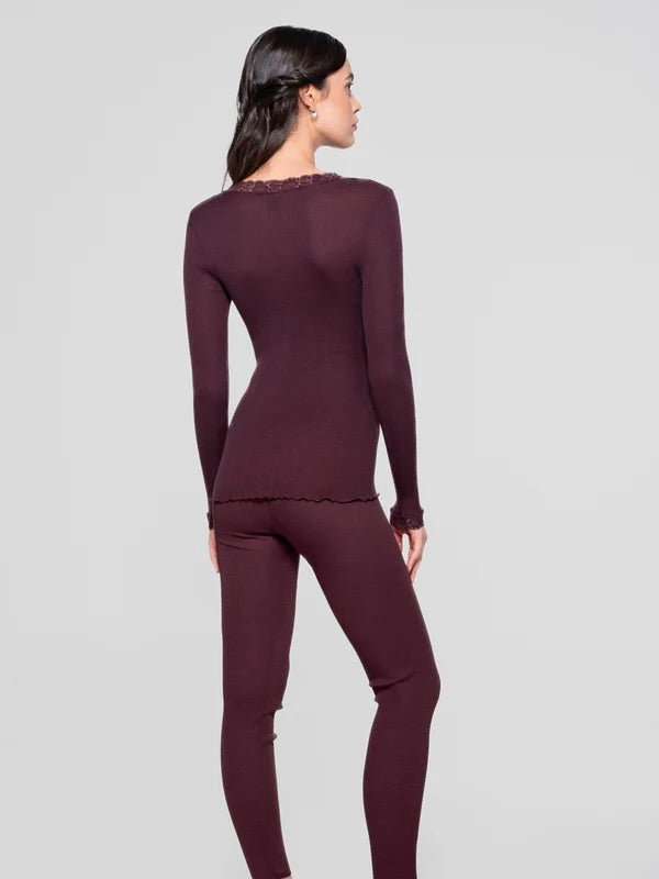 Wool and Silk Long Sleeves shirt with Lace