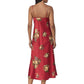 V-Neck Long Gown Red Floral