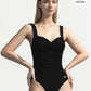 Solid Ruched Front Onepiece Black