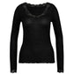 Richesse Lace Shirt Long Sleeve Sort