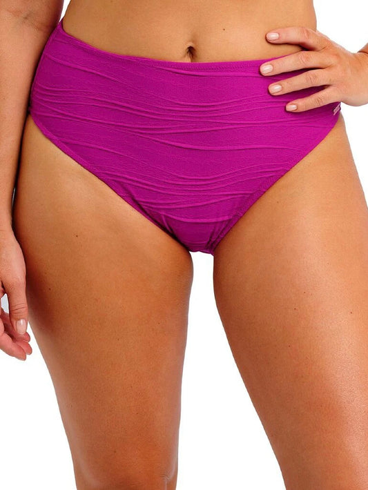 Beach Waves High Waist Bikini Bottom Fuchsia