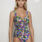 Tropical Island Ruched Onepiece Navy