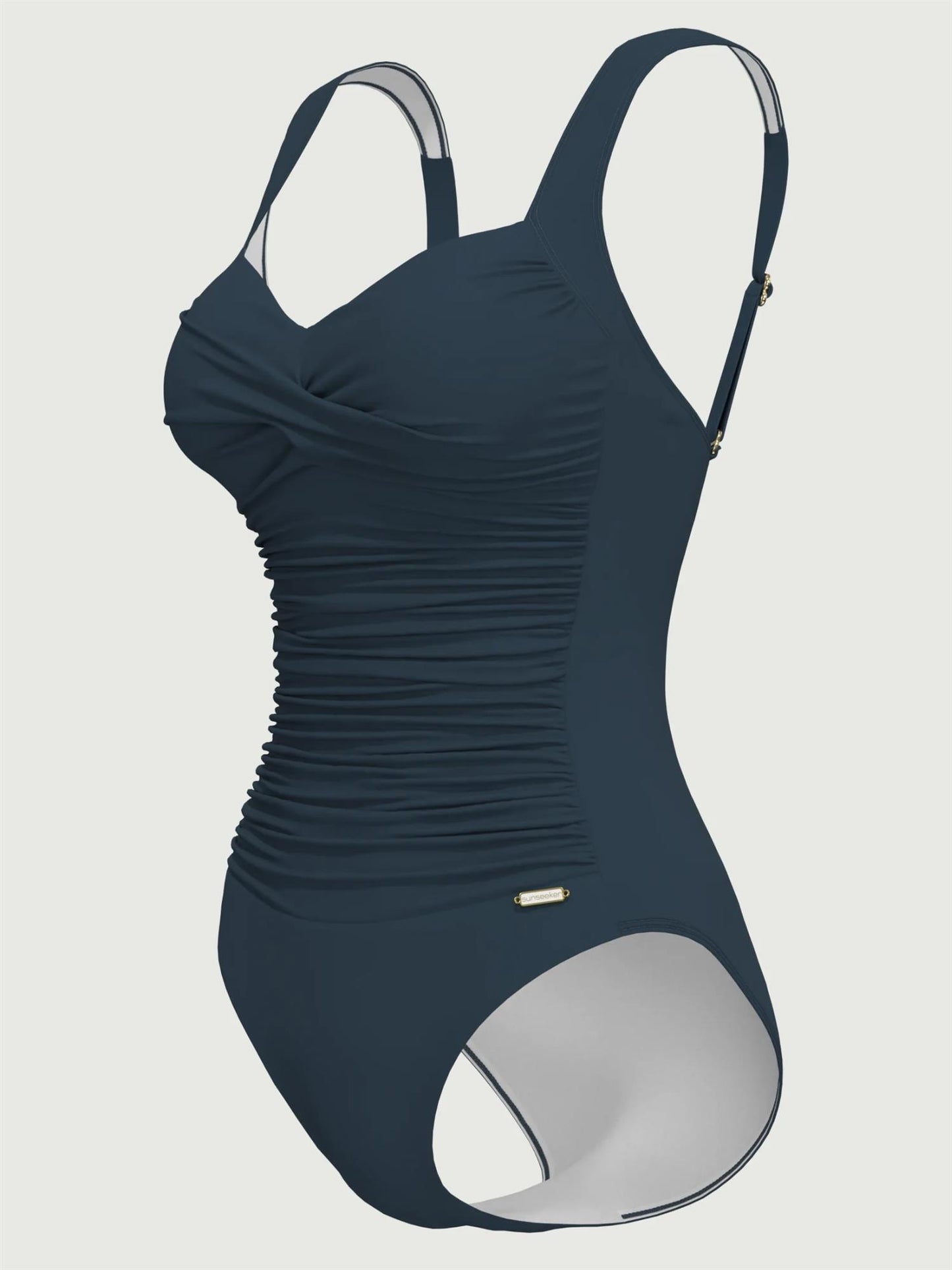 Solid Ruched Front Onepiece Deep Jade