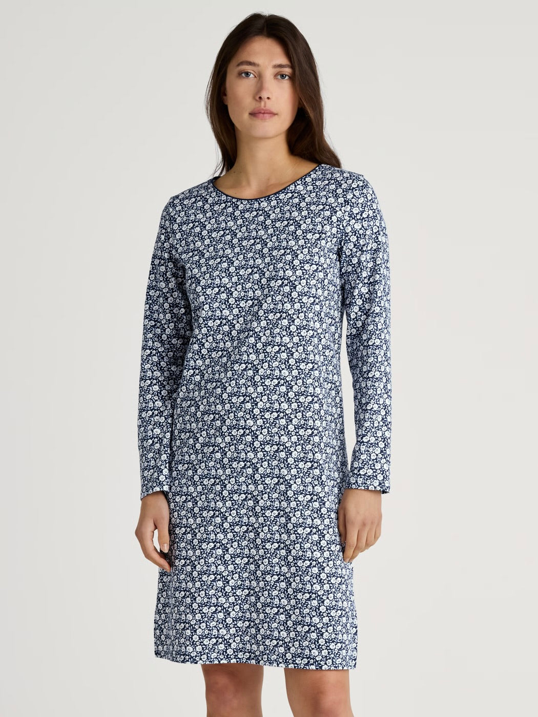 Long Sleeve Night Dress Peacoat Blue