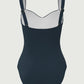 Solid Ruched Front Onepiece Deep Jade