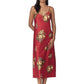 V-Neck Long Gown Red Floral