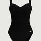 Solid Ruched Front Onepiece Black