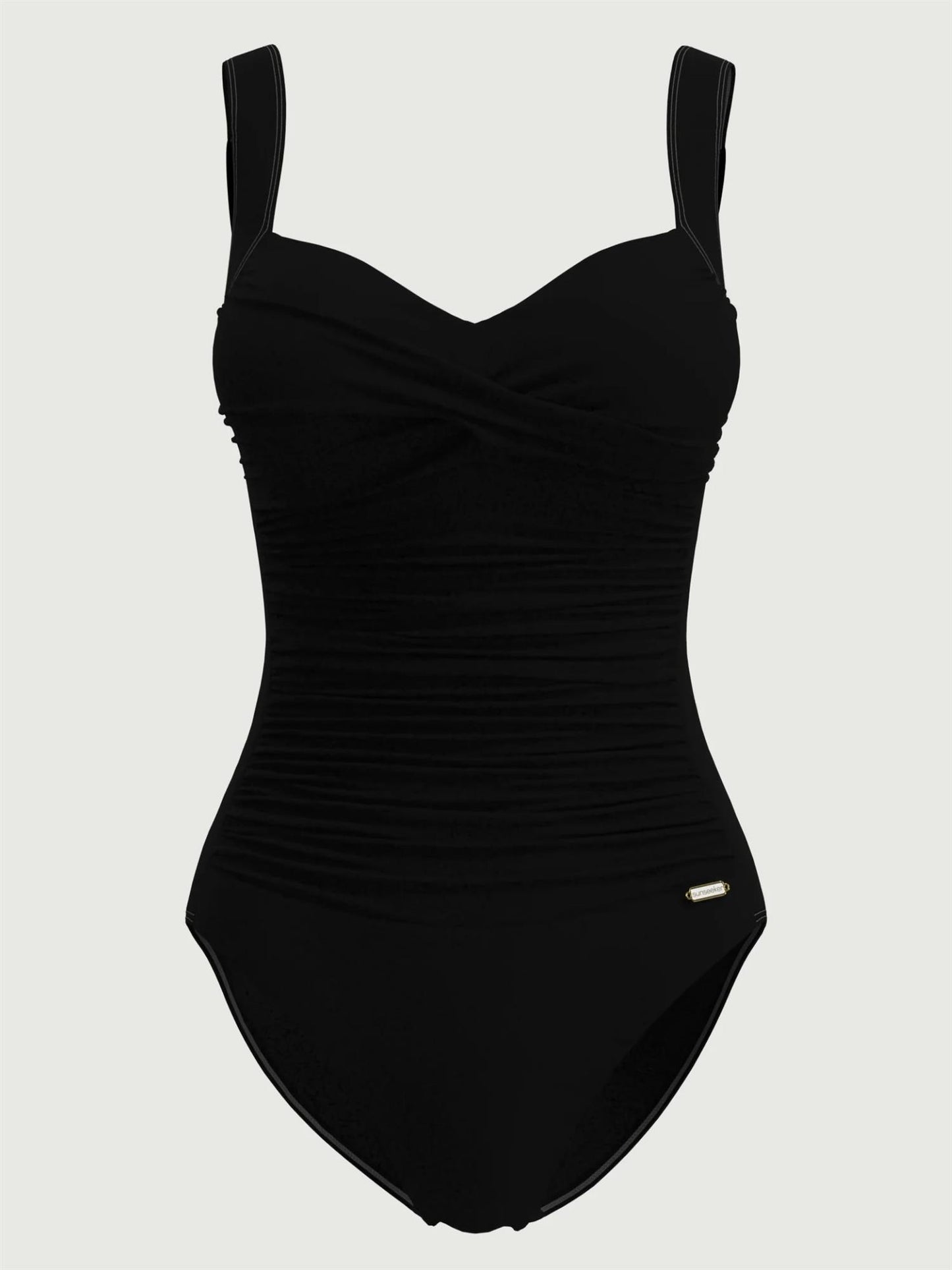 Solid Ruched Front Onepiece Black