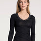 Richesse Lace Shirt Long Sleeve Sort