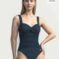 Solid Ruched Front Onepiece Deep Jade