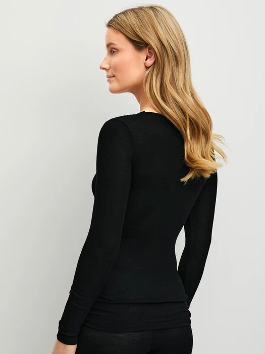 Silky Wool Glam Long Sleeve Black