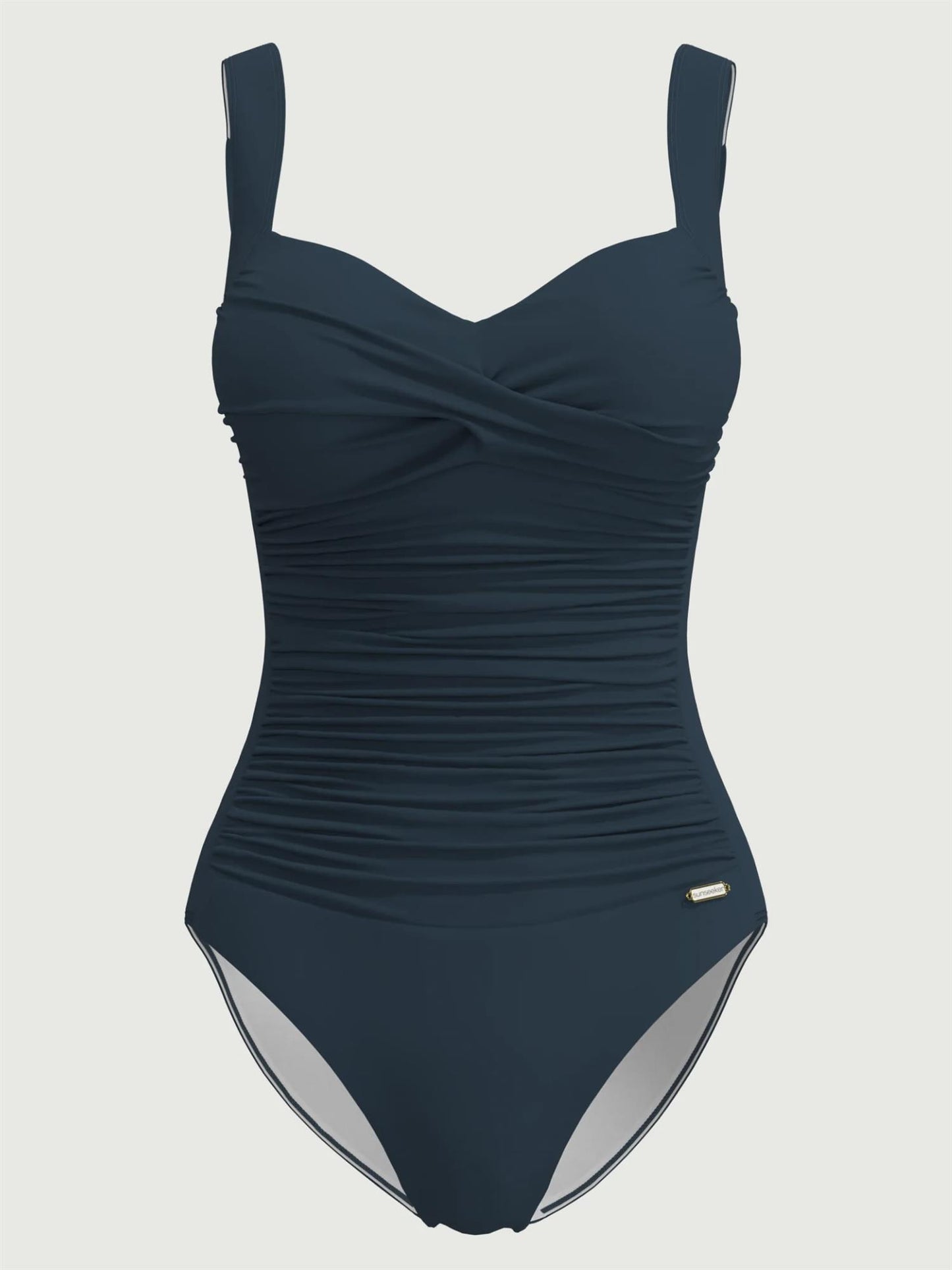 Solid Ruched Front Onepiece Deep Jade
