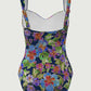 Tropical Island Ruched Onepiece Navy