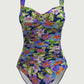 Tropical Island Ruched Onepiece Navy