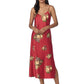 V-Neck Long Gown Red Floral