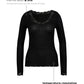 Richesse Lace Shirt Long Sleeve Sort