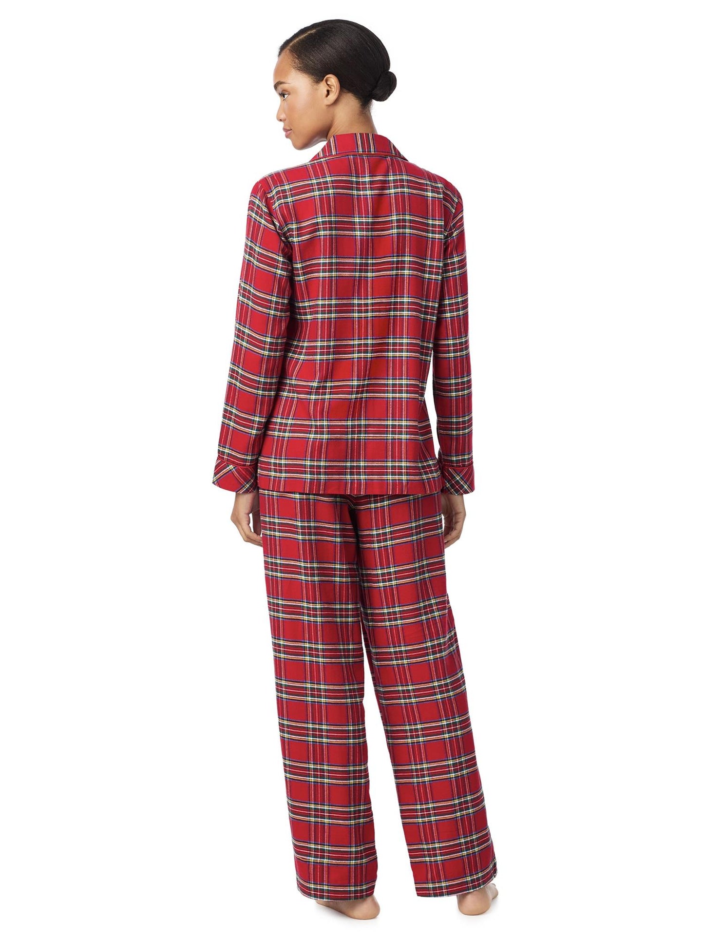 Notch Collar L Pants PJ Set Red