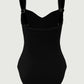 Solid Ruched Front Onepiece Black