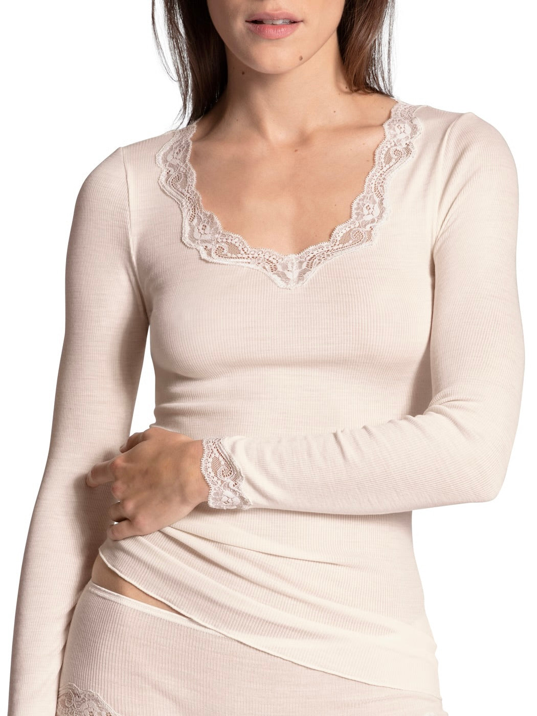 Richesse Lace Shirt Long Sleeve Ivory