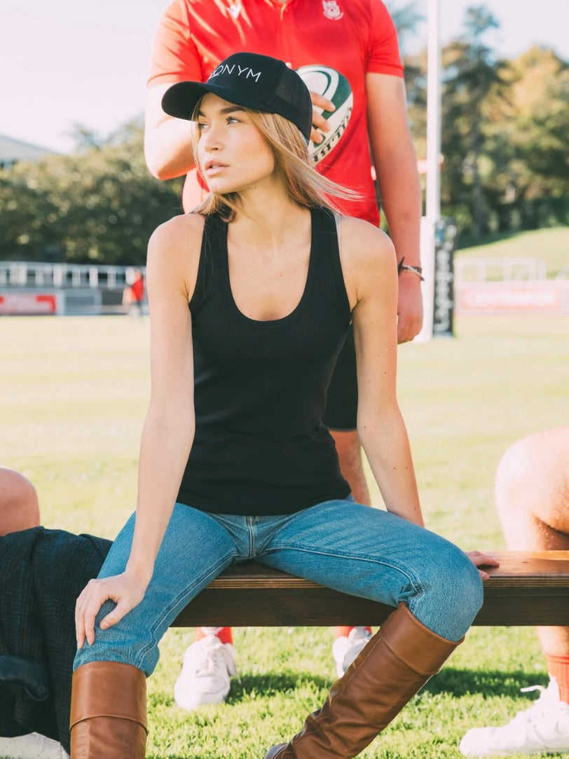 Laure Rib Tank Top Black