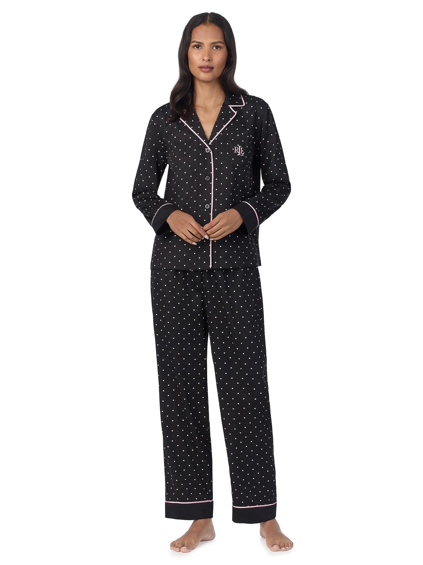 Long Pant PJ Set Black Dot