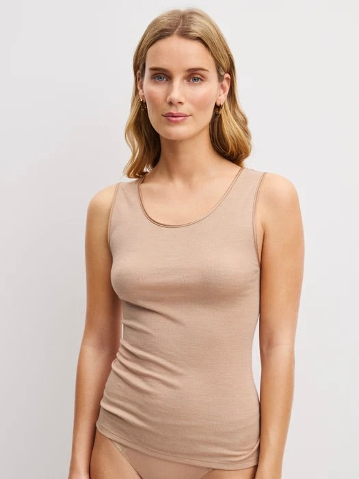True Confidence Wool-Silk Tank Top Desert Brown