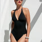 Plunging Back Halter Swimsuit