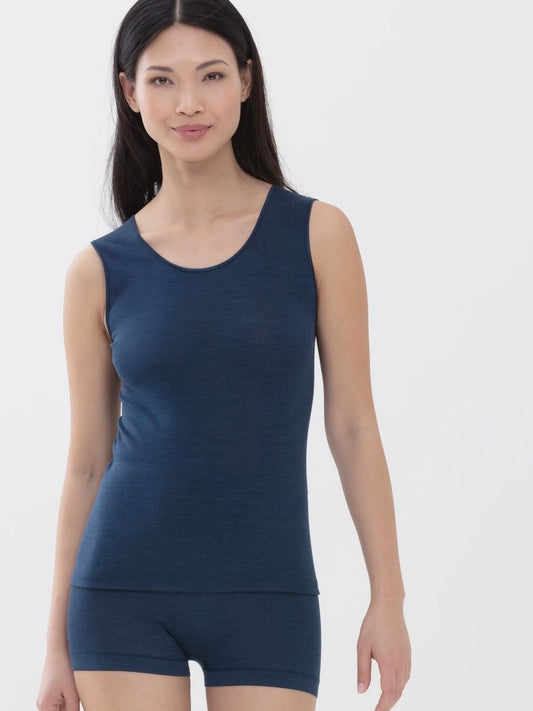 Sleeveless Wool and Silk Blue