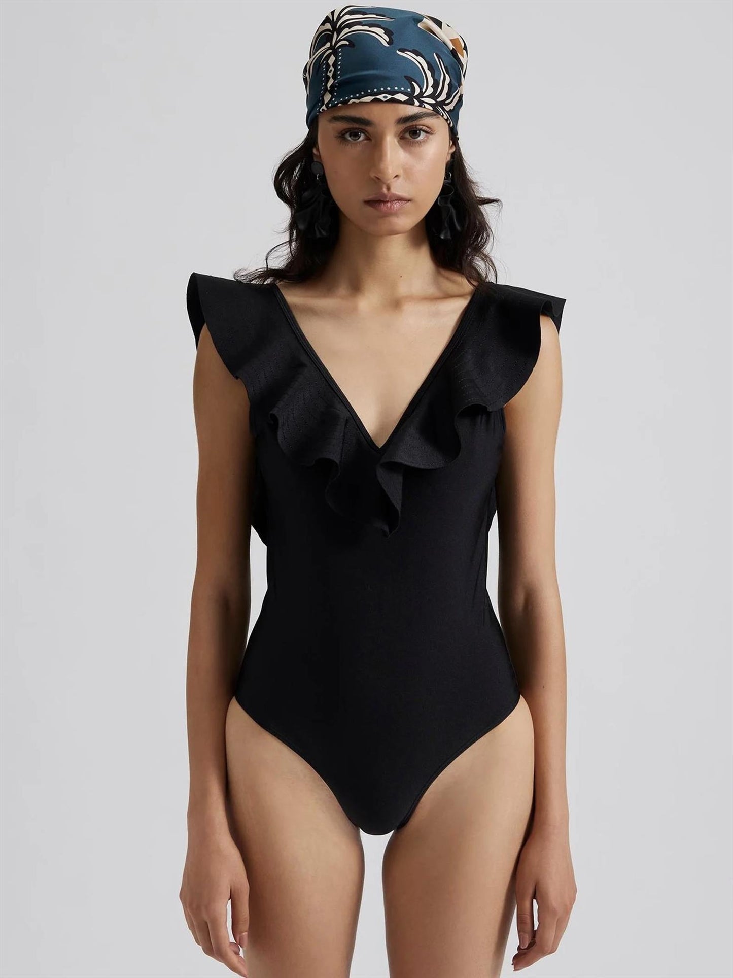 Paola Ruffle Swimsuit Black