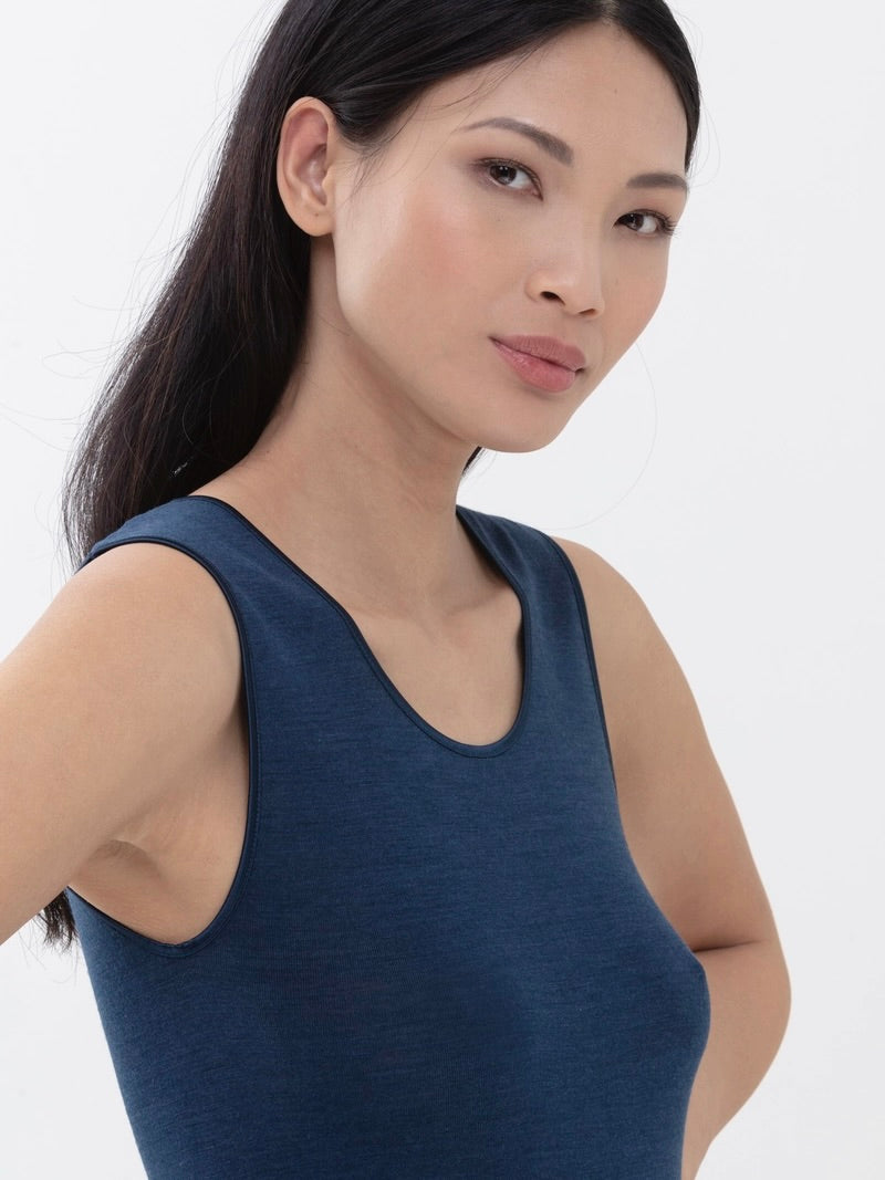 Sleeveless Wool and Silk Blue