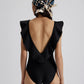Paola Ruffle Swimsuit Black