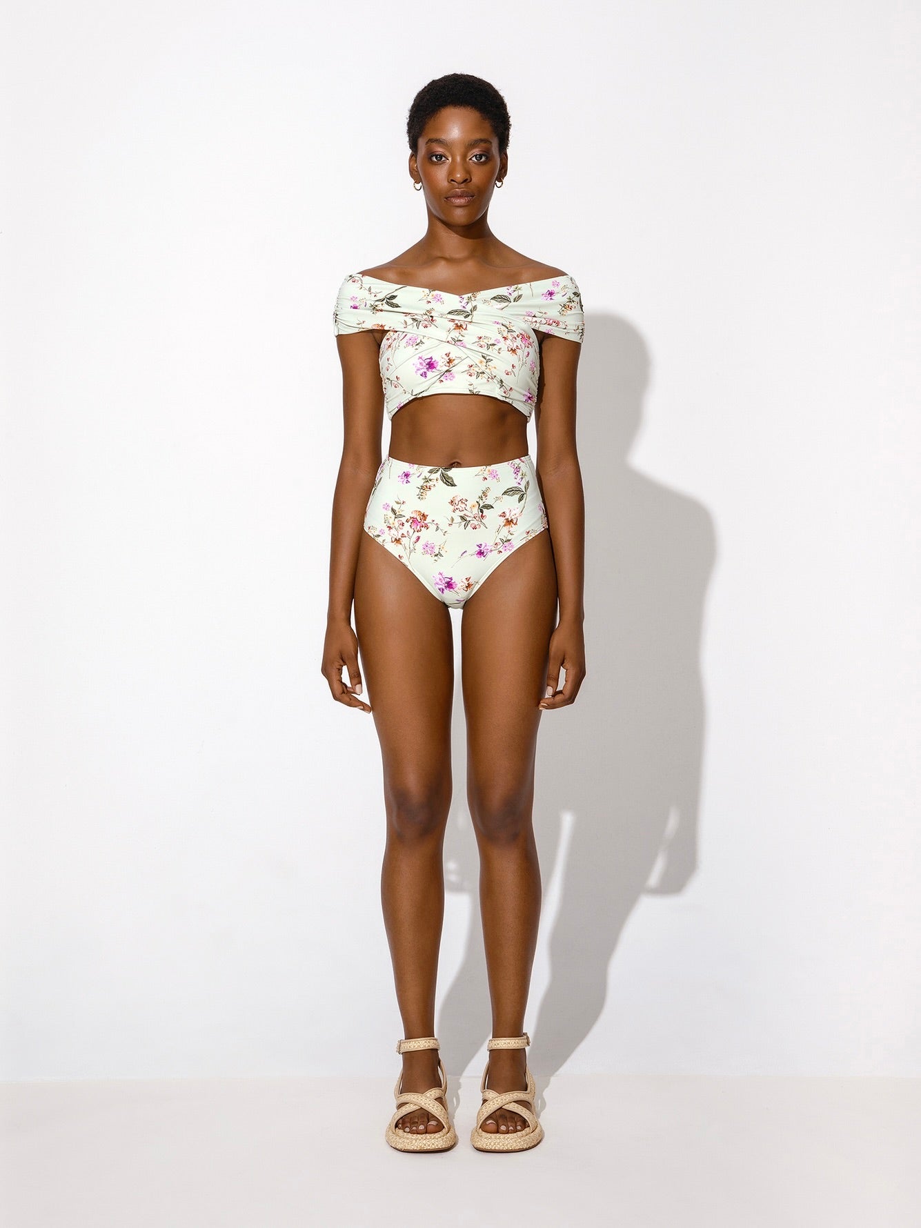 Ivy Printed High Waisted Bikini Bottom Soft Floral