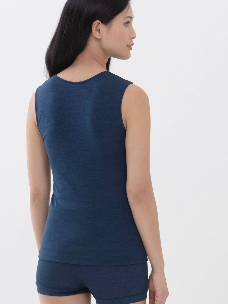 Sleeveless Wool and Silk Blue